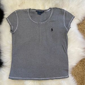 Ralph Lauren Sport shirt, Size L (fits like a M) Navy & White stripe